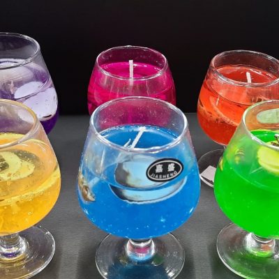 Decorative Wine Shaped Glass Gel Candle( Per Pcs. )